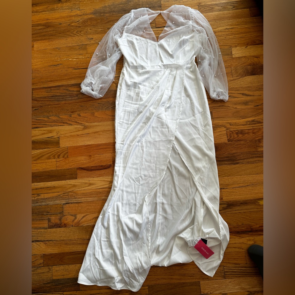 White mid length dress